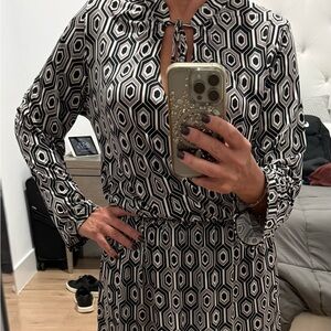 Ariella Black and White Hexagon Dress